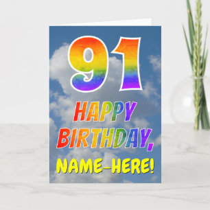 Rainbow Look "91" & "HAPPY BIRTHDAY", Clouds, Sky Card