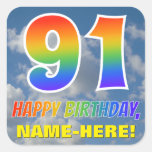 [ Thumbnail: Rainbow Look "91" & "Happy Birthday", Clouds, Sky Sticker ]