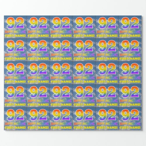 Rainbow Look 92  HAPPY BIRTHDAY Clouds Sky Wrapping Paper