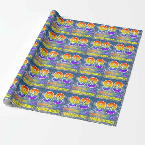 Rainbow Look 93  HAPPY BIRTHDAY Clouds Sky Wrapping Paper