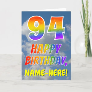 Rainbow Look "94" & "HAPPY BIRTHDAY", Clouds, Sky Card