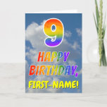 [ Thumbnail: Rainbow Look "9" & "Happy Birthday", Clouds, Sky Card ]