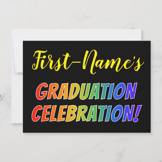 Rainbow Look "GRADUATION CELEBRATION!" Invitation (Front)