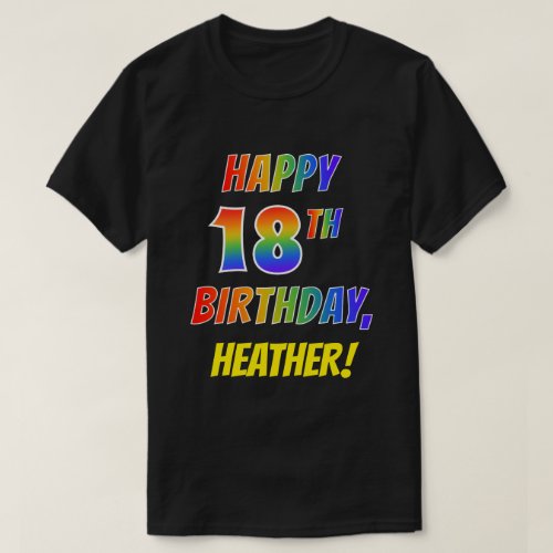 Rainbow Look HAPPY 18TH BIRTHDAY  Custom Name T_Shirt