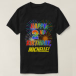 [ Thumbnail: Rainbow Look Happy 2nd Birthday; Fireworks + Name T-Shirt ]