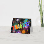 [ Thumbnail: Rainbow Look "Thanks!", Fireworks Inspired Pattern Card ]