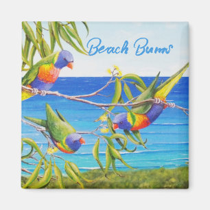 Rainbow Lorikeet Beachy Blue Art Australia Magnet