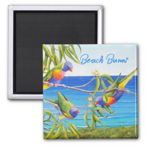 Rainbow Lorikeet Beachy Blue Art Australia Magnet