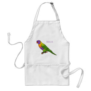 Rainbow lorikeet bird cartoon illustration  adult apron