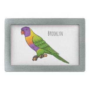 Rainbow lorikeet bird cartoon illustration belt buckle