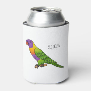 Rainbow lorikeet bird cartoon illustration can cooler