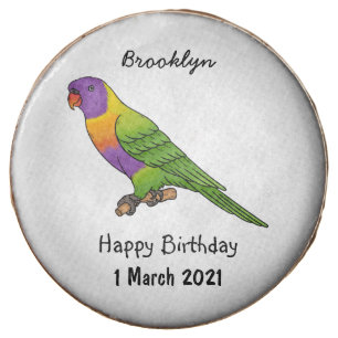 Rainbow lorikeet bird cartoon illustration chocolate covered oreo