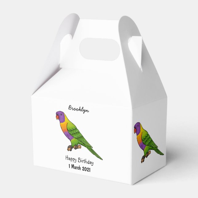Rainbow lorikeet bird cartoon illustration favor boxes (Front Side)