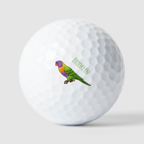 Rainbow lorikeet bird cartoon illustration  golf balls