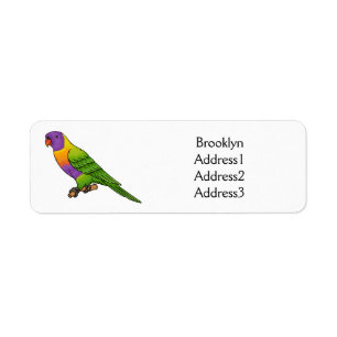 Rainbow lorikeet bird cartoon illustration  label
