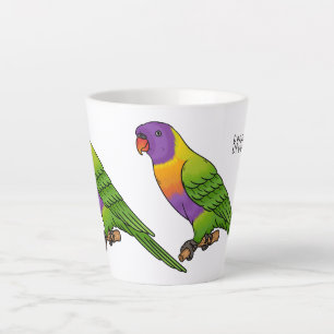 Rainbow lorikeet bird cartoon illustration  latte mug