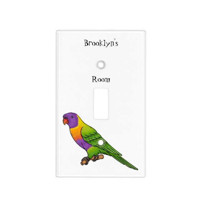 Rainbow lorikeet bird cartoon illustration  light switch cover (Front)