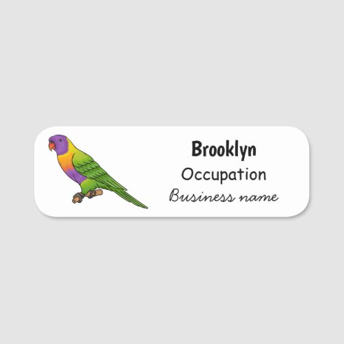 Rainbow lorikeet bird cartoon illustration  name tag