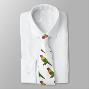 Rainbow lorikeet bird cartoon illustration  neck tie