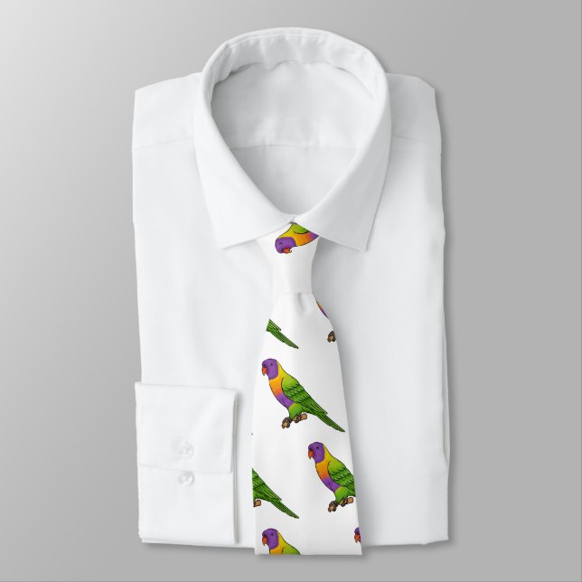 Rainbow lorikeet bird cartoon illustration  neck tie (Tied)