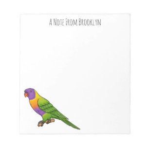 Rainbow lorikeet bird cartoon illustration notepad
