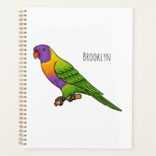Rainbow lorikeet bird cartoon illustration planner