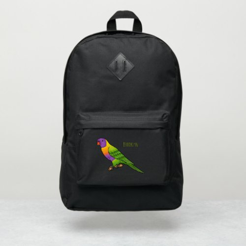 Rainbow lorikeet bird cartoon illustration  port authority backpack