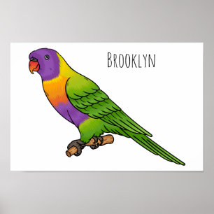 Rainbow lorikeet bird cartoon illustration  poster