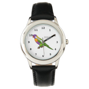 Rainbow lorikeet bird cartoon illustration watch