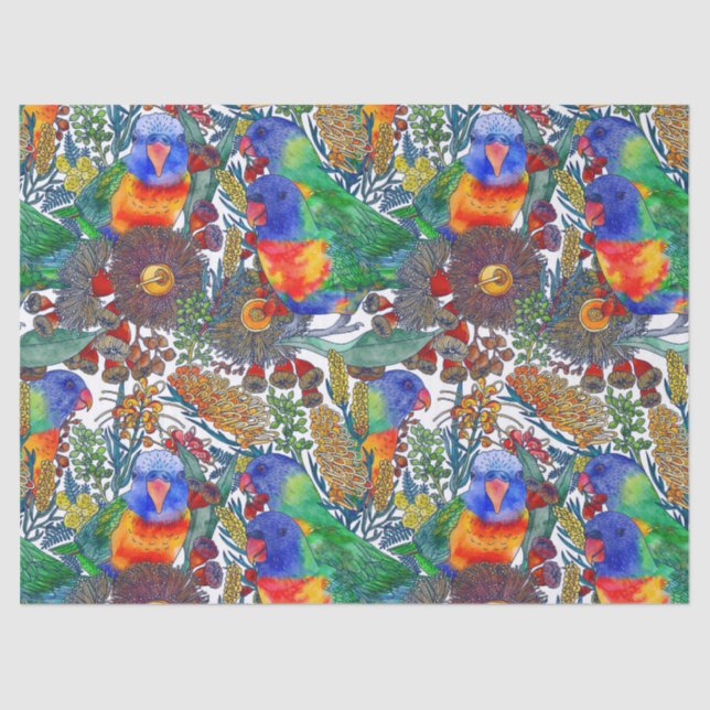 Rainbow Lorikeet Botanical Garden Tissue Paper (Front)
