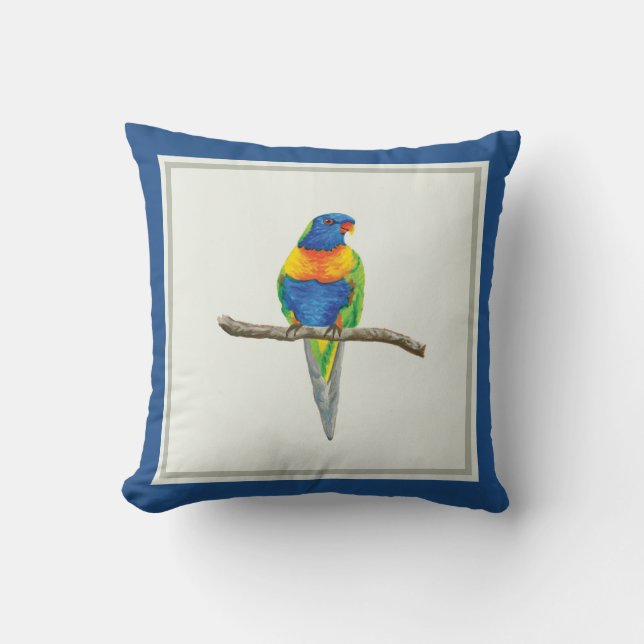 Rainbow Lorikeet Cushion - Original Watercolour (Front)