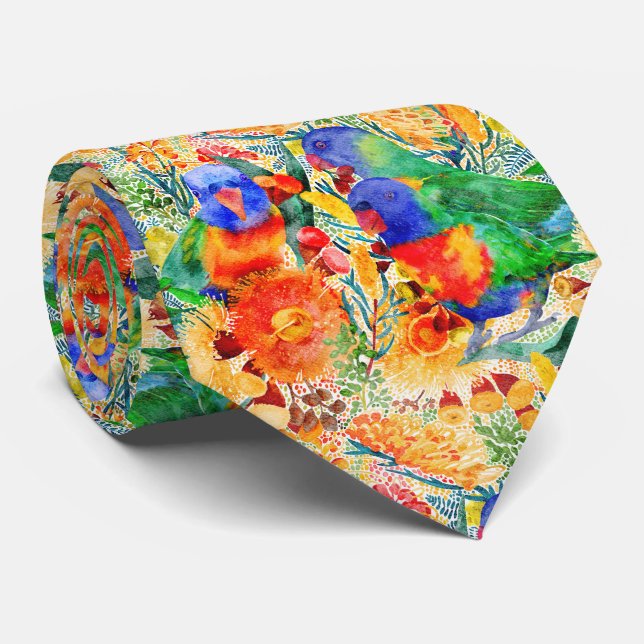 Rainbow Lorikeet Garden Neck Tie (Rolled)