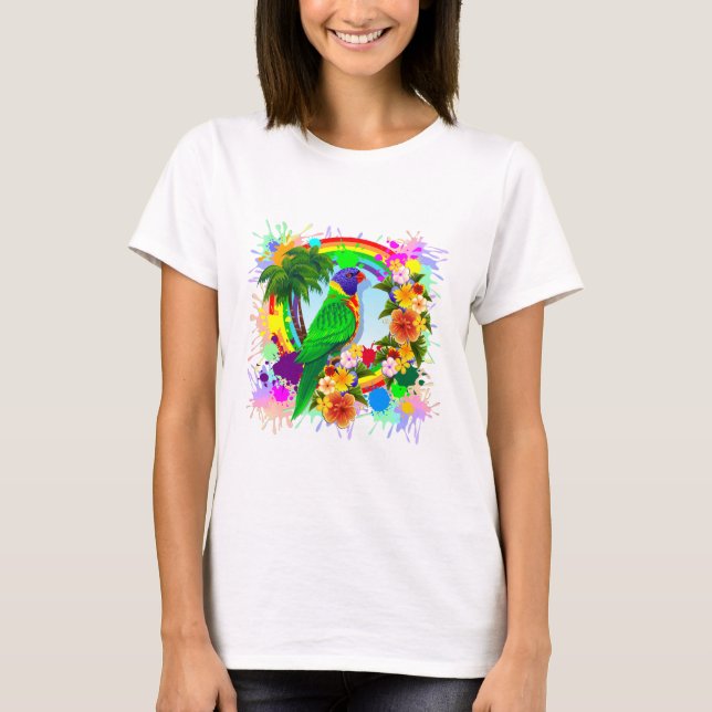 Rainbow Lorikeet Parrot Art T-Shirt (Front)
