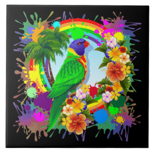 Rainbow Lorikeet Parrot Ceramic Photo Tile