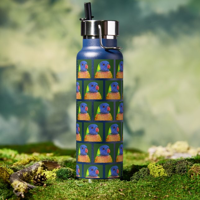 Rainbow Lorikeet Parrot Pattern Water Bottle (Outdoor)