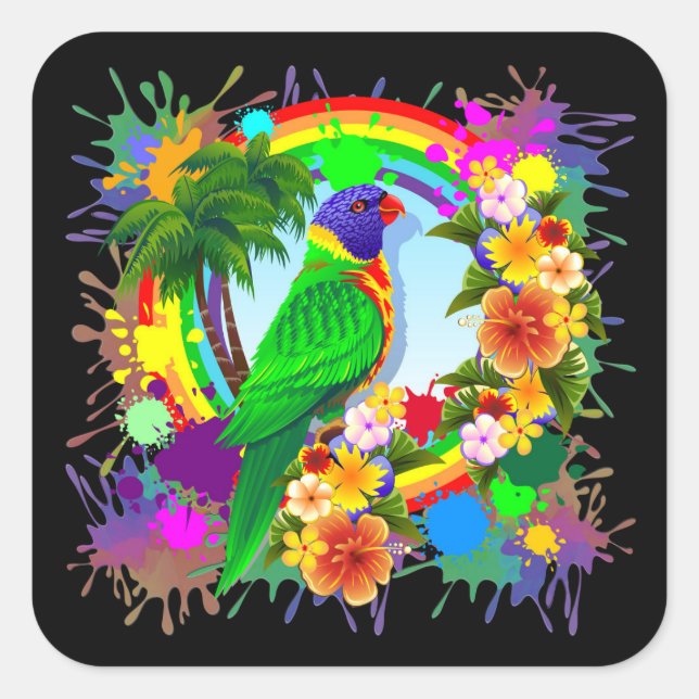 Rainbow Lorikeet Parrot Stickers (Front)