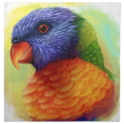 Rainbow lorikeet realistic painting napkin