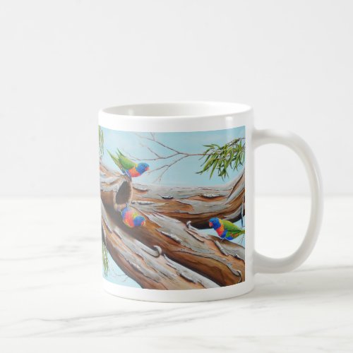 Rainbow Lorikeets Gumtree Art Australian Coffee Mug