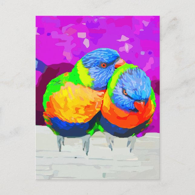 Rainbow Lorikeets Love Birds Couple Postcard (Front)