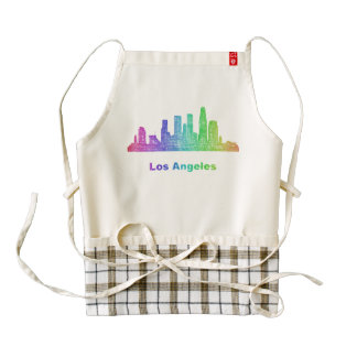 Rainbow Los Angeles skyline Zazzle HEART Apron
