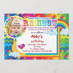 Rainbow lotsa colors birthday invitation