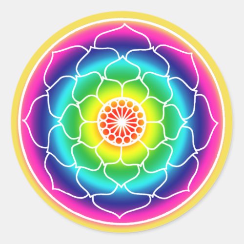 Rainbow Lotus Flower Mandala Classic Round Sticker