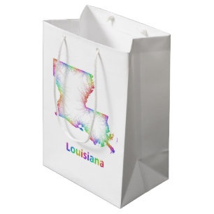 Rainbow Louisiana map Medium Gift Bag