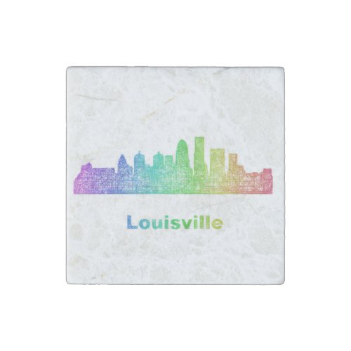 Rainbow Louisville skyline Stone Magnet