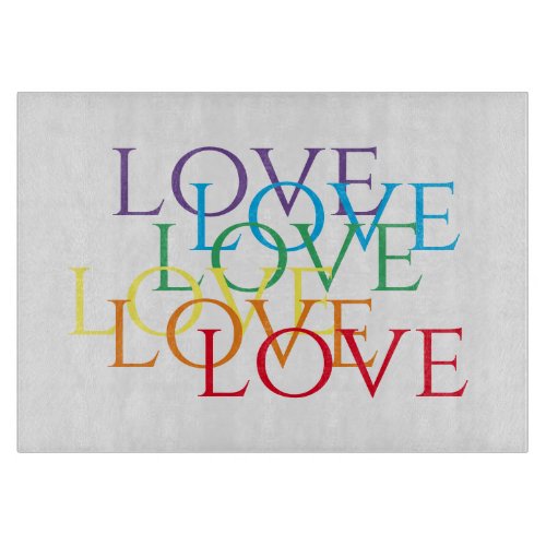 RAINBOW LOVE 11x8 Glass Cutting Board