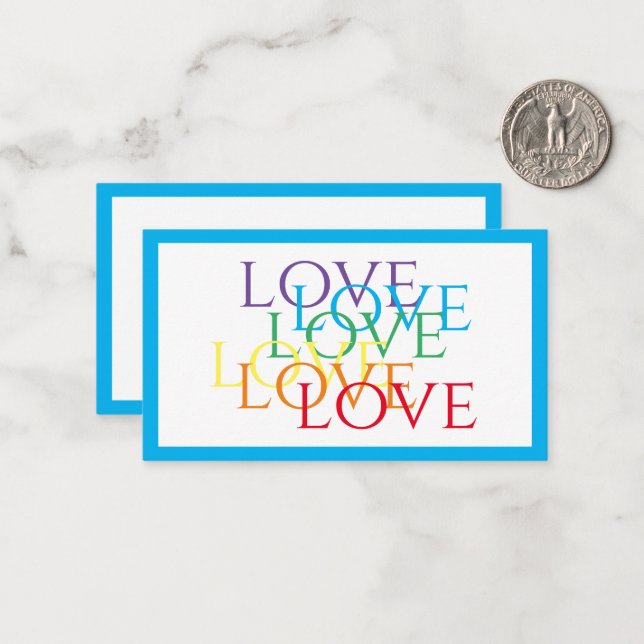 RAINBOW LOVE 3.5x2 Flat Card / Blue (Front/Back In Situ)