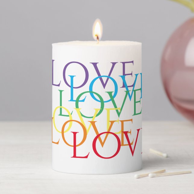 RAINBOW LOVE 3x4 Pillar Candle (In Situ)