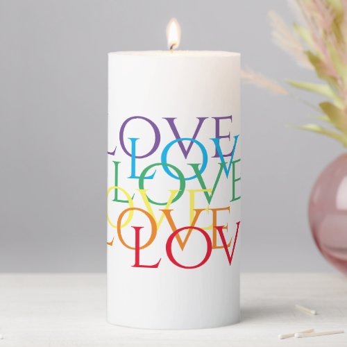 RAINBOW LOVE 3x6 Pillar Candle 