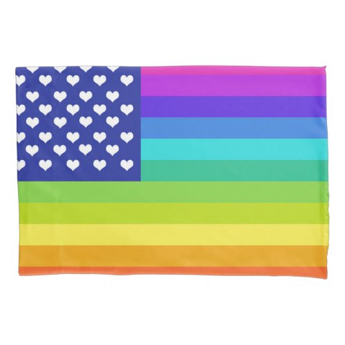 Rainbow Love American Flag Pillowcase