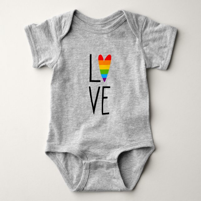 Rainbow Love Baby Bodysuit (Front)